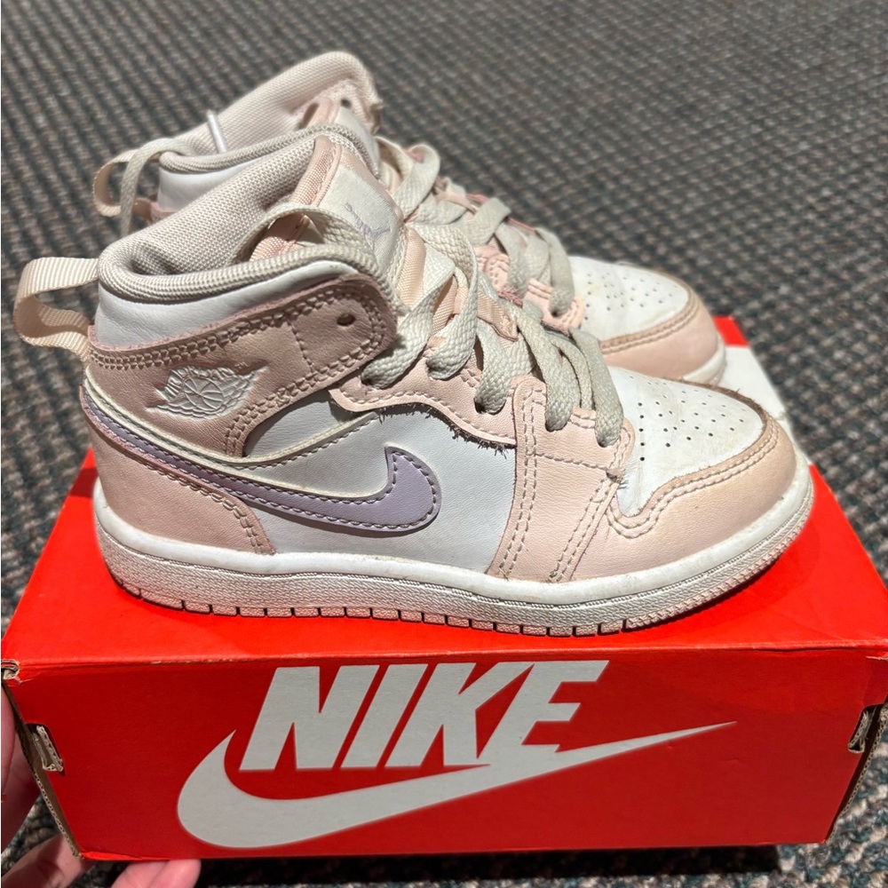Nike Pink and White High-Top Sneakers